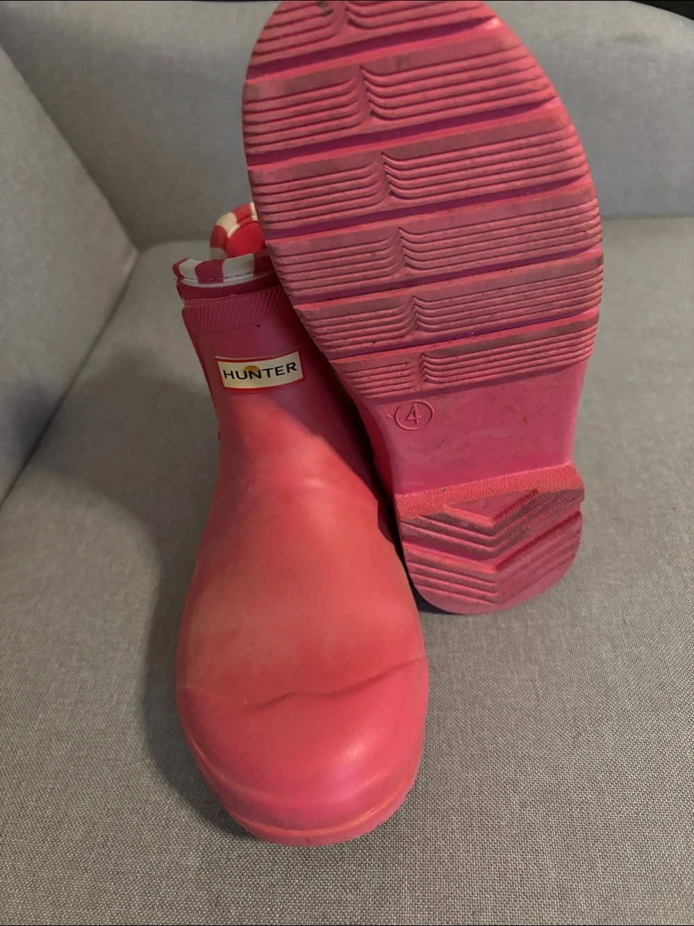 Hunter Kids Hot Pink Waterproof Play Boots with Striped Cuff